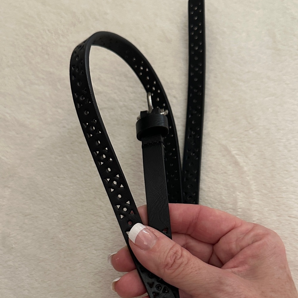Black Perforated skinny Belt